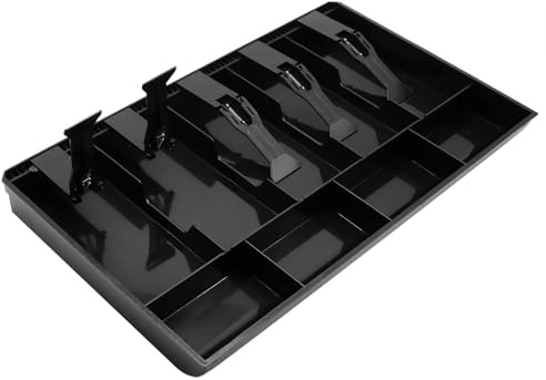 Cash Register Drawer Insert Tray Organizer with 5 Bill/4 Coin Compartments for Money Storage, Black