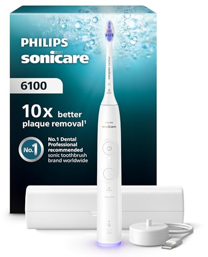 Philips Sonicare 6100 HX7400/06 Electric Toothbrush, 62000 movements/min, 2 modes, 3 intensity levels, Timer, BrushSync Reminder, Pressure Alert, 1 head, White
