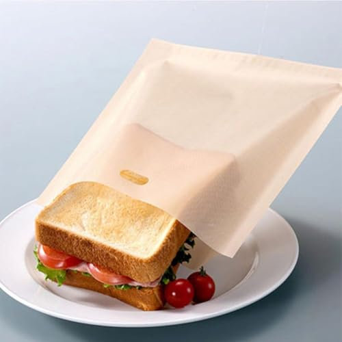 Toasterbeutel, wiederverwendbar, 10 Stück, nicht Toaster-Beutel, wiederverwendbare Lösung, zum Toasten von Sandwiches, sicher für Öfen und Grills (20 x 22 cm)