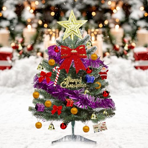 Albero di Natale Piccolo 60cm,Albero di Natale con sfera di Natale,Stella dell'albero di Natale,Per Scrivania,Camera Da Letto,Ufficio,Cucina,Decorazione