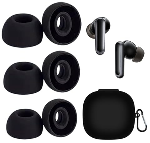 umvowuxa 3 Pairs Replacement Ear Tips+Earphone Protective Case for Anker soundcore P40i Headphones, soundcore P40i Earhbuds Tips Accessories Made of Waterproof and Nnon-Slip Silicone Material(Black)