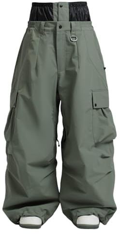 GSOU SNOW Damen Herren Snowboardhose 20K Wasserdicht Baggy Skihose | 15k Atmungsaktiv,Abriebfestes Nylon,Doppelte Oberschenkelbelüftung,Cargotaschen,Schneegamasche,Powder Skirt für Ski Snowboard