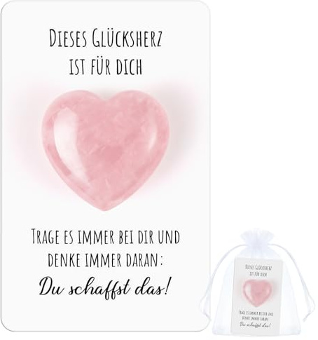 Otuuz Glücksherz Geschenkset – Pocket Hug Kristallherz mit Motivationskarte Mutmacher Geschenk für Freundin, Familie oder Kollegen zu Besonderen Anlässen