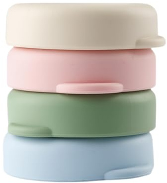 Wellrun 4pcs Silicone Milk Bottle Caps,Reusable Glass Milk Bottles Airtight Lids,48mm Diameter Leakproof Covers for Most UK One Pint Bottles(4 Colors)