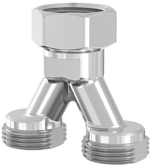Simplex Anschlussverteiler Y-Form – Messing vernickelt, G3/4 Außengewinde Eurokonus x G3/4 Innengewinde Eurokonus, Achsabstand 38,5 mm – kompakter Abzweig für Heizung & Sanitär