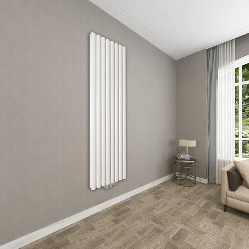 Biubiubath Röhrenheizkörper Design Heizkörper Wandheizkörper Vertikal Mittelanschluss SPCC 1800x472mm Weiß Doppellagig