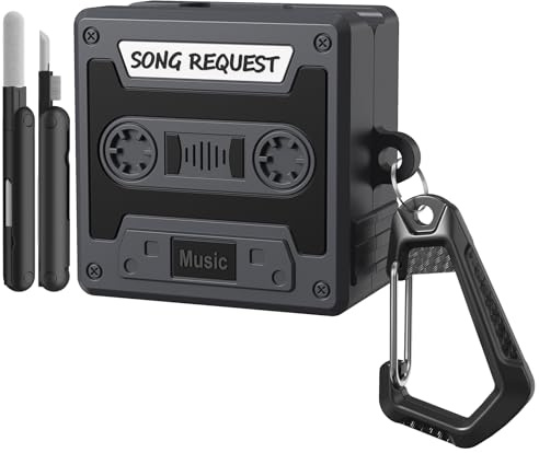 TiMOVO Silicone Case for Galaxy Buds 4 & Galaxy Buds 4 Pro (2026), Black | Cassette Tape Design, Shock-Proof Soft Protective Cover for Samsung Buds 4 Pro with Keychain and Cleaning Kit