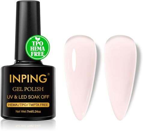 INPING UV Nagellack TPO-FREE Transparent light Rosa 1pc Gel Nägel 7ML | Natur light Rosa UV Gel Nagellack Soak-Off UV/LED Gel Nägel für Anfänger DIY Nail Art Lack Maniküre Salon, Langlebig