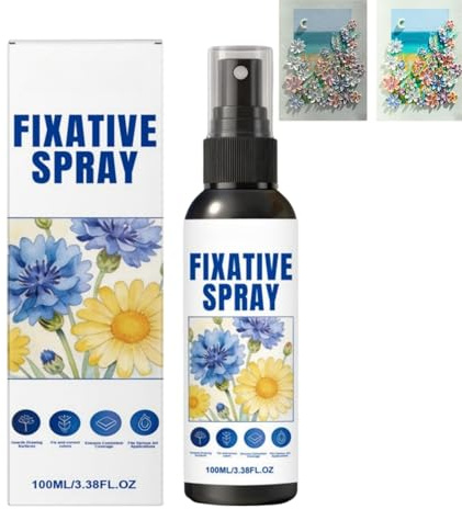 100ML Fixativ-Spray für Pastellkreide, Universal-Fixierspray für Acrylfarbe, Pastell, Aquarell, Gouachemalerei, Kohle - Farblos und Schnell Trocknendes Fixativspray zum Schutz von Gemälden
