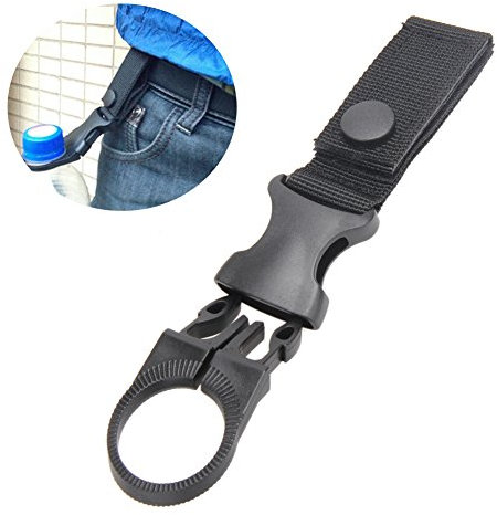 Demiawaking Nylon Molle Fibbia Gancio di Bottiglia di Acqua Appeso Moschettone Cintura Gancio per Campeggio Escursioni Alpinista Viaggio (Nero)