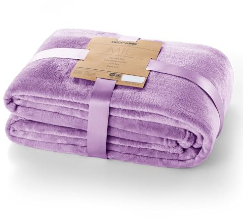DecoKing Coperta in Pile 160 x 210 cm Super Morbida Calda e Leggera Plaid Mic Lilla