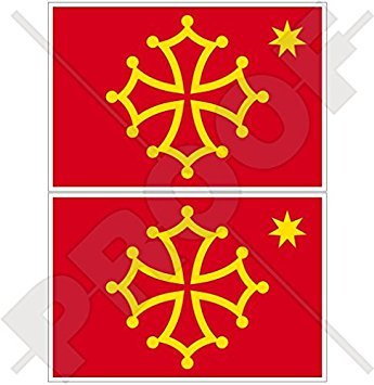 Vinyl-Aufkleber für Stoßstange, Flagge Okzitanien, Frankreich, 75 mm, 2 Stück