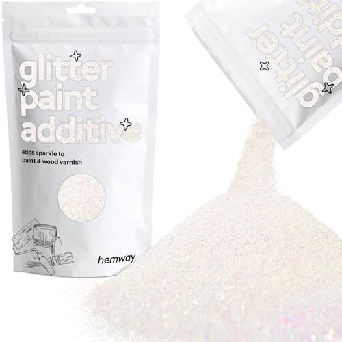 Hemway Glitter Paint Additive - Mother of Pearl Iridescent | Metallic Flakes for Adding Sparkle to Paints & Wood Varnish | Add to Emulsion, Acrylic & Latex for Indoor Sparkly Walls | 100 g