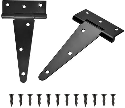 TamBee T-Strap Schuppentürscharniere, strapazierfähig, schwarz, T-Scharnier für Holzzäune, Hoftür, geschmiedete Hardware, rostfrei (15,2 cm, 2 Stück)