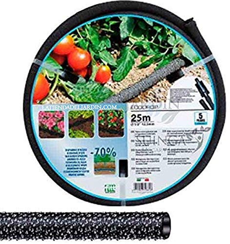 Suinga Manguera Exudante Porosa 25m 12,5mm para Riego Eficiente, Ahorro de Agua, Jardín, Huerto y Plantas - Riego por Goteo, negro