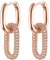Orecchini pendenti con anelli ovali, a monachella, da donna, in rame placcato oro rosa e argento, con cristalli di zirconia cubica brillanti, anallergici, colore: Oro rosa, cod. E08-TEH20025-RG