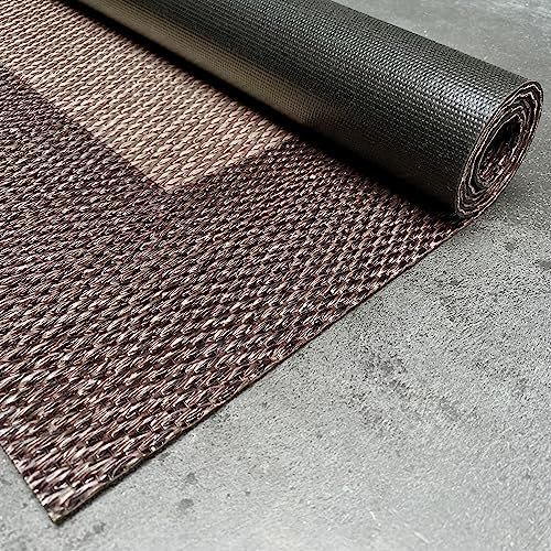 STORESDECO Alfombra vinilica de Tejido Trenzado Premium de Alta Gama Lavable Antideslizante Alfombras vinilicas Resistentes para Salon Cocina habitacion baño Pasillo Exterior Marrones 60x90 cm