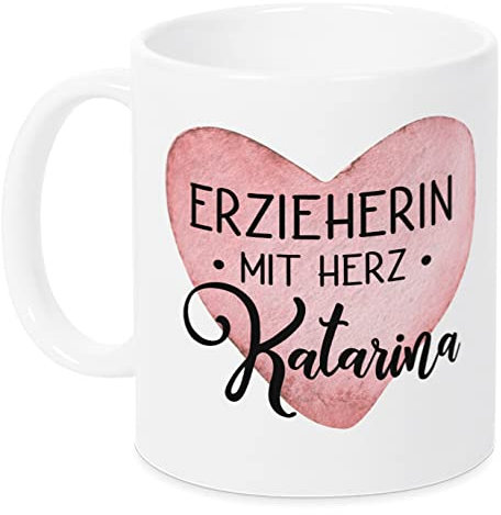 GRAZDesign Tasse mit Namen Erzieherin mit Herz, Danke zum Abschied, Kindergarten, Kaffeebecher mit Spruch Keramik 330ml