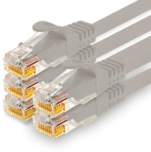 1CONN - 0,5m Netzwerkkabel, Ethernet, Lan & Patchkabel für maximale Internet Geschwindigkeit & verbindet alle Geräte mit RJ 45 Buchse grau - 5 Stück