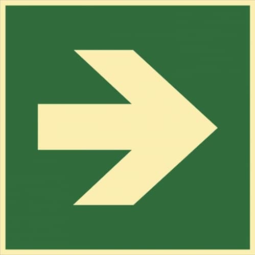 Schild Richtungspfeil Fluchtweg grün KNS Kunststoff nachleuchtend selbstklebend