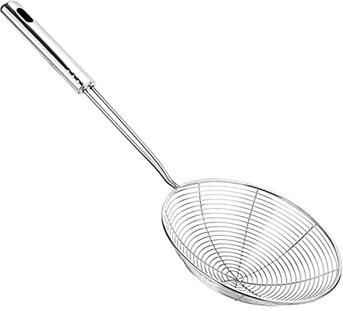 Espumadera araña de Acero Inoxidable-Espumadera Profesional Alambre de Acero-Colador y escurridor agua o aceite-Espumadera metálica para cocinar-Rasera Cocina mango alta resistencia al calor-16cm