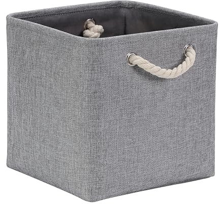 Mangata Aufbewahrungsbox Stoff 25x25x25 cm, aufbewahrungskorb Grau, Korbe Stoff in Würfel für Schrank, Regal, und Kleidung (Faltbare, 1er Pack)