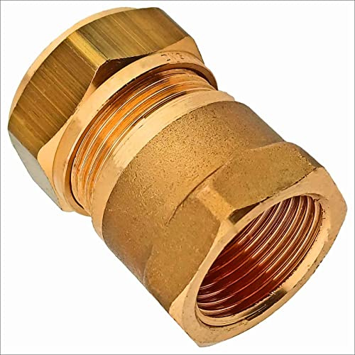 MegaHaustechnik Schraubfitting Kupferrohr, Übergang, 22mm x 1 Zoll IG | Messing Klemmringverschraubung, Trinkwasser geeignet, für Rohr-Außendurchmesser 22mm, 1 Zoll Innengewinde