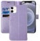 MONASAY Wallet Case for iPhone 12 Pro/iPhone 12 5G,6.1-inch[Glass Screen Protector Included] [RFID Blocking] Flip Folio Leather Cell Phone Cover with Credit Card Holder for iPhone 12/12 Pro,Lavenders