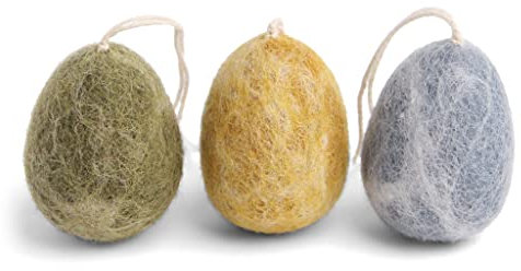 Én Gry & Sif Ostereier Anhänger aus Filz, Ostern-Deko - 3 Stück marmoriert, fair Trade Handmade (große Eier - marmoriert)