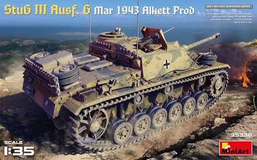 MiniArt MIN35336 1:35-StuG III AUSF G Mar 1943 Alkett Prod Modellbausatz, geformte Farbe