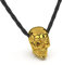 SERASAR Lederkette Herren Leder-Halskette mit Totenkopf Anhänger - 50cm Gold Gold-Kette Schmuck-Schachtel Geschenkidee für Männer Geburtstag Vater-Tag Punk-Rock Valentinstag