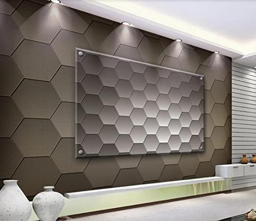 Papier Peint Panoramique Hexagone Géométrique Abstrait Papier Peint Intissé 3D Murale Tableaux Muraux Tapisserie Salon Chambre