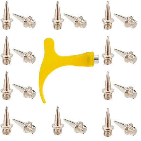 GORGECRAFT 51 Pieza Clavos de Pista Clavos de Campo Traviesa de 1/2 Pulgadas Clavos de Acero Reemplazos de Clavos de Zapatos de Pista Y Llave de Clavos para Deportes Zapatos de Pista (Platino)