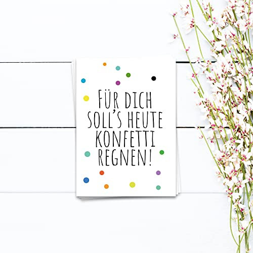 Ulrike Wathling Geburtstagskarte Für Dich soll's heute Konfetti regnen - Karte zum Geburtstag, Geschenk Karte, Gratulation, Wünsche. Glückwunschkarte A6, Set:Einzel