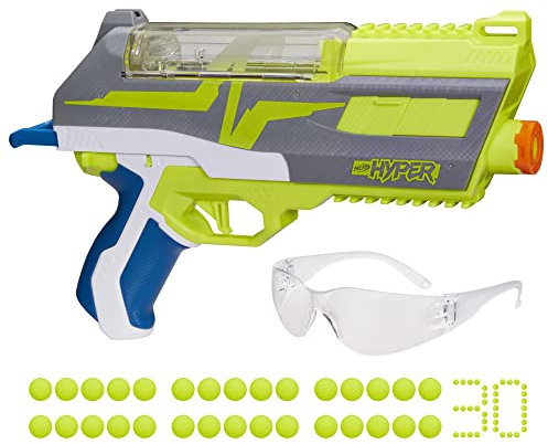 Nerf Hyper Impulse-40 Blaster, 30 Nerf Hyper Rounds, Spring-Open Instant Reload Hopper, bis zu 110 FPS Geschwindigkeit, Brille im Lieferumfang enthalten