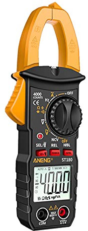 ST180 4000 Zählungen Digitaler Amperemeter Multimeter Klemme Multimeter Voltmeter Amperemeter Spannung AC DC Stromzähler Wechselstrommessgerät NCV Tester Universal Stromzangentester