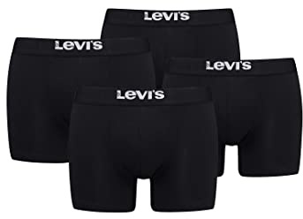 Levi's Solid Herren Boxershorts Unterwäsche aus Bio-Baumwolle im 4er Pack, Farbe:Black, Bekleidungsgröße:L