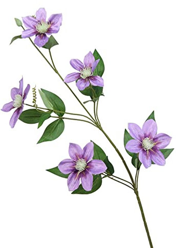 Keebgyy 32Inch Clematis Artificial Flowers, 3Pcs Long Stems Artificial Plants Flower Arrangements Fake Flowers Clematis Bundles for Home Office Wedding Decor and Vase Filled
