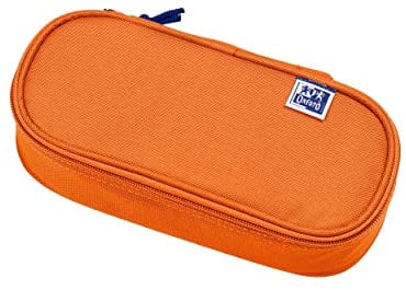 Oxford Federmäppchen für Mädchen und Jungen, oval, mit Stiftehalter, langlebig, orange