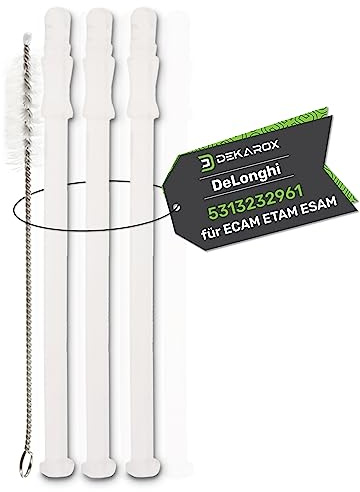 3 x Milchansaugrohr Milchschlauch 15,6cm für DeLonghi 5313232961 mit DEKAROX Reinigungsbürste für LatteCrema Milk System in ECAM ETAM ESAM Kaffeemaschine Kaffeevollautomat