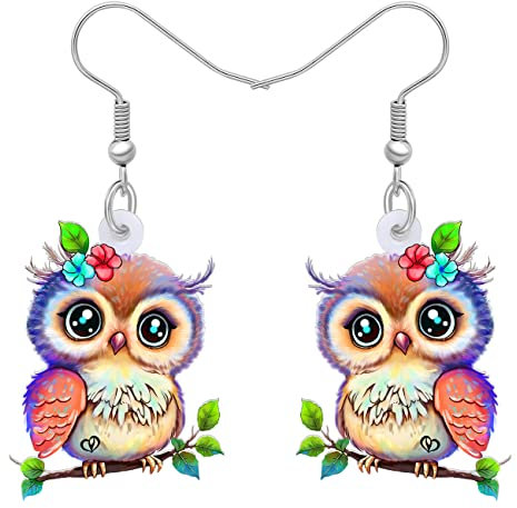 YAYAKO Acryl Anime Eule Ohrringe baumeln Frühling Sommer Schmuck Netter Vogel Ohrringe Geschenke für Frauen Mädchen (Mehrfarbig)