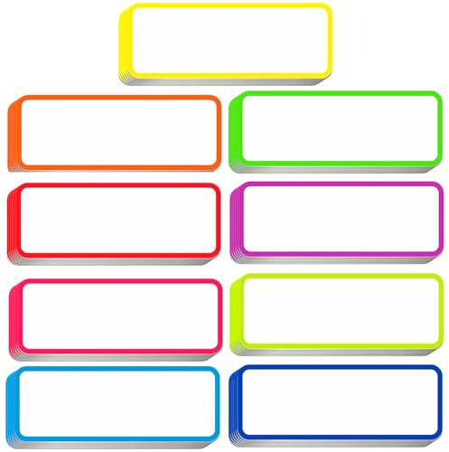 M.MEMO Magnetische trocken abwischbare Etiketten, bunte Namensschilder, flexibel, wiederverwendbar, magnetisch, Aufkleber für Whiteboard, Kühlschrank, Spind, Größe 8,1 x 3 cm, 54 Stück