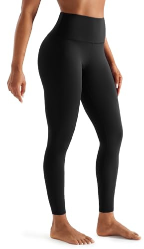 PERSIT Women's Gym Leggings - Tummy Control, High Waisted Compression Black Running Workout Sports Leggings Yoga Pants for Women - 25 Inches Black S
