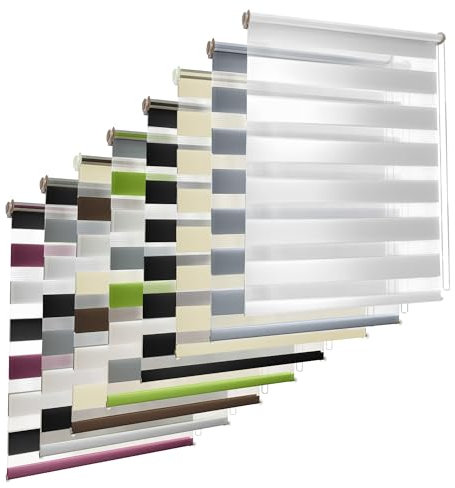 TEKONA Doppelrollo Klemmfix ohne Bohren Duo-Rollo Rollo Blickdicht lichtdurchlässig dreifarbig Fensterrollos Sonnenschutz Fenster Tür - Weiß Anthrazit Aubergine, 100 x 150 cm (BxL) - Stoffbreite 96cm