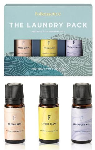 Folkulture Laundry Collection Essential Oils 3er Set (je 10 ml) Lavendelöl | Reines ätherisches Öl für Diffusor für frische Wäsche zu Hause, Zitrus und Lavendel (Das Wäschepaket)