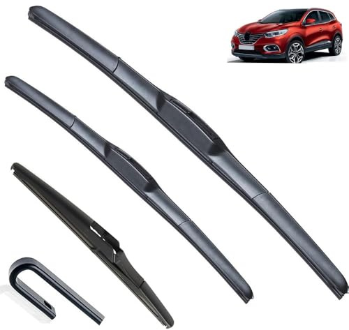 Scheibenwischer vorne und hinten, kompatibel mit Renault Kadjar 2015–2023, Windschutzscheibe, Windschutzscheibe, Fenster, Auto, Regenbürste, 66 cm, 43 cm, 22,9 cm