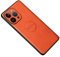 LXURY Leder Hülle für iPhone 15 Pro Max/15 Pro/15 Plus/15, Ultradünne PU Magnetische Leder Hülle Kabelloses Laden Kamera Schutz Handyhülle,Orange,15 Plus