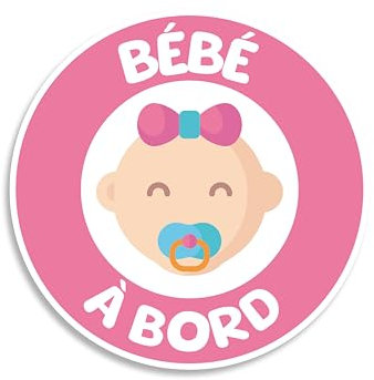 Autocollant Bébé à Bord 15 x 15 cm pour Voiture, Signal de Sécurité, Sticker Bébé Fille, Disque Bébé à Bord, Visibilité Optimale en toutes circonstances, Waterproof et résistant au intempéries