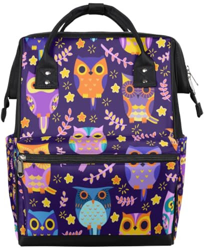 Tavisto Lustige Dinosaurier-Wickeltasche, Rucksack, multifunktional, wasserdicht, große Wickeltaschen für Mütter und Väter, Lustige Eulen, Lustige Eulen