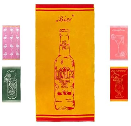jilda-tex Strandtuch 90x180 cm Badetuch Strandlaken Handtuch 100% Baumwolle Velours Frottier Pflegeleicht (Bier)